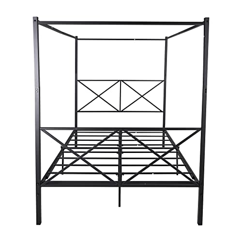Homsof Metal Canopy Bed Frame, Platform Bed Frame Queen With X Shaped Frame Queen Black #TOP7