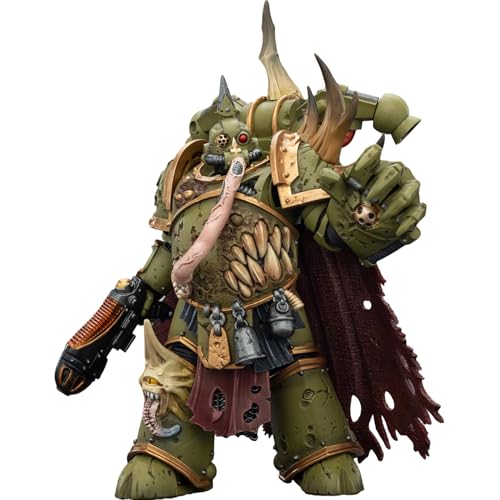JOYTOY Death Guard Warhammer 40K 1/18 Action Figures Death Guard Plague Marine Champion with Plasma Pistol and Power Fist Collectible Model 4.8Inch Warhammer Miniatures