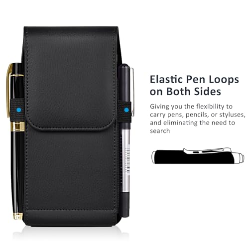 image for ACCKUO Leather Phone Holster with Strong Metal Belt Clip and Magnetic 