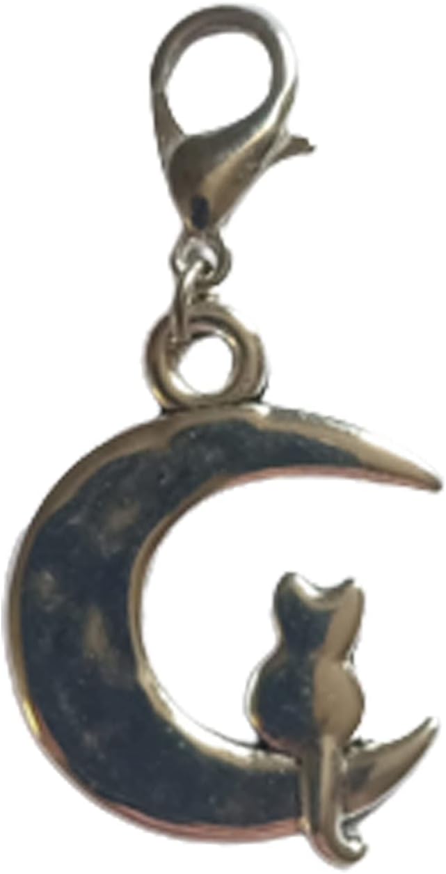 3pcs Moon and Cat Charms, Cartoon Cat Clip on Charm, Celestial Zipper Pull, Cute Charms for DIY