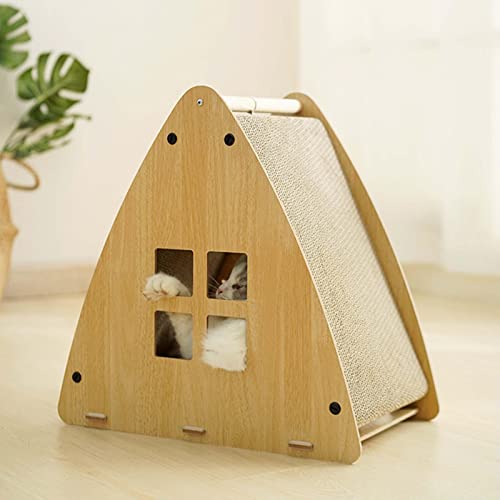 Fenteer Casa de arranhar triângulo para gatos papelão ondulado confortável para deitar na proteção d