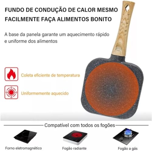 Frigideira 3 Em 1 Antiaderente Para Ovos, Hambúrgueres 33cm Multifuncional