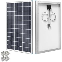 Renogy N-Type 100 Watt Solar Panel with Mounting Z Brackets, 16BB 100W Solar Panel 12V, 25% High Efficiency PV Module Power Charger for RV Camper Marine Home Rooftop Off-Grid