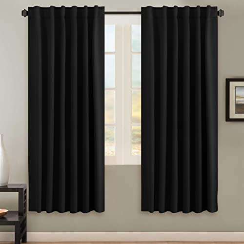 Image of H.VERSAILTEX Blackout Curtains Thermal Insulated Window Treatment Panels Room Darkening Blackout Drapes for Living Room Back Tab /Rod Pocket Bedroom Draperies, 52 x 72 Inch, Jet Black, 2 Panels