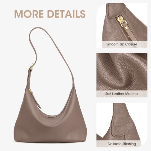 Image of Kattee Meduim Leather Hobo Bags for Women, Soft Genuine Leather Crossbody Handbags Shoulder Purse for Work Casual
