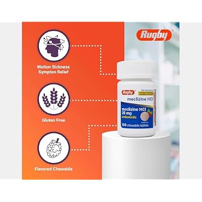 Rugby Meclizine 25 mg Antiemetic, 100 Chewable Tablets - 3 Pack