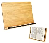 Atril para Libros Ajustable, Sujeta Libros Estudio de Madera Bambú, Soporte para Libros de Recetas, Cocina, Partitura, Tablet, Oposiciones y más