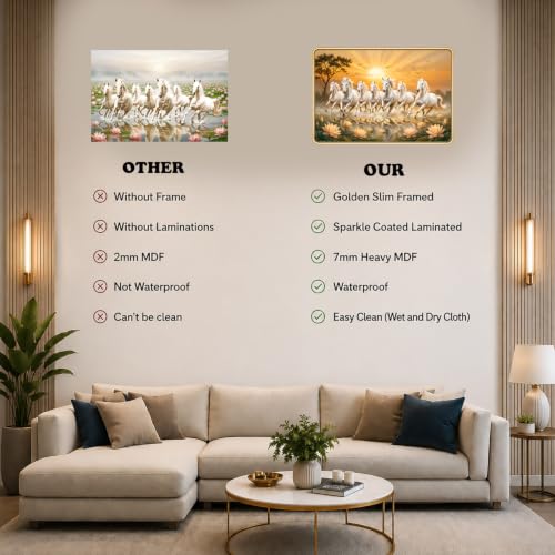 Image of 7 Running Horses Vastu Photo Frame, 8x12 Inch