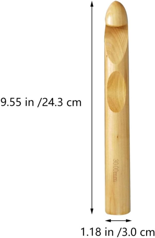 4 Pcs Wooden Crochet Hook with Marked Handle, Smooth Grip