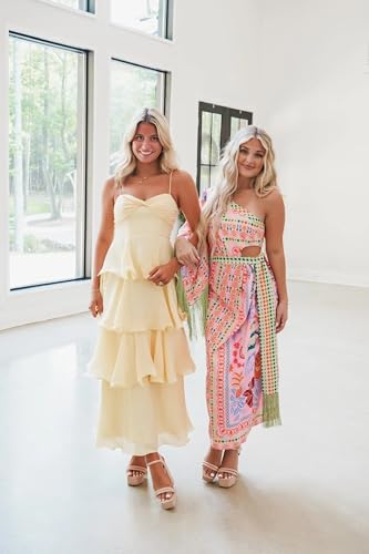 Flowy Chiffon Tiered Bridesmaid Dress Spaghetti Straps Formal Evening Dresses QA2623