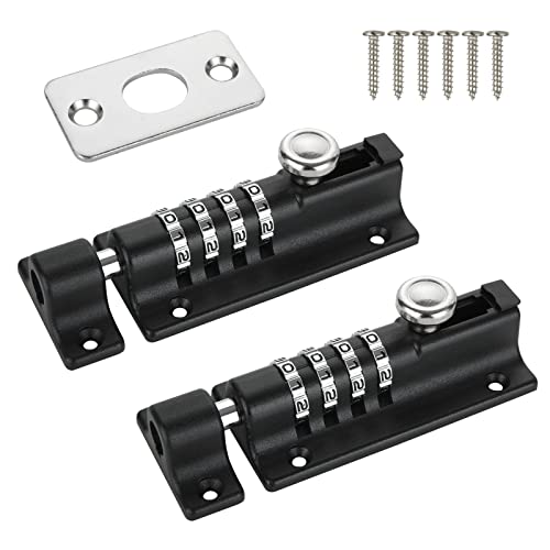 YOUNTHYE 2PCS Combination Locking Bolt, 120mm Zinc Alloy Combination Bolt Lock 4 Digit Combination Gate Locks for Wooden Gates, Sliding Lockable Gate Lock for Shed, Fence, Garage