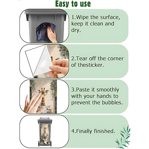 Image of 14.6x32.3 Inch Trash Can Cover Giraffe with Glasses Reading in Bathroom Design Outdoor Garbage Bin Decoration Sticker Wrap