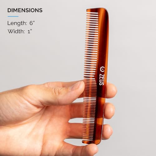 image for ZEUS Beard & Mustache Comb for Men, Handmade Saw-Cut Hair Comb for Unt
