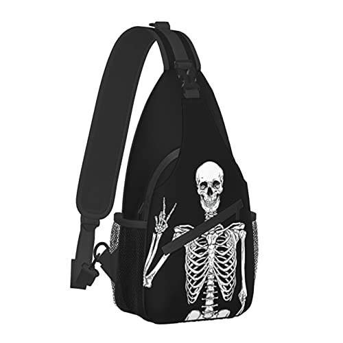 Funny Skull Unisex Chest Bags Crossbody Sling Backpack Travel Hiking Daypack for Women Men Shoulder Bag for Casual Sport Climbing Runners