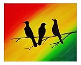 Three Little Birds Wall Art Rasta Decor Painting Print Unframed Home Artwork (8x10)