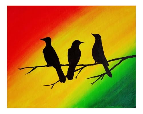 Three Little Birds Wall Art Rasta Decor Painting Print Unframed Home Artwork (8x10)