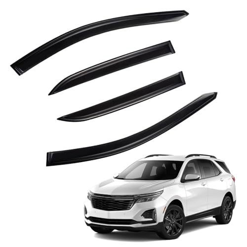 PLDDE Window Rain Guards Compatible with 2018-2024 Chevy Equinox, 4pcs Smoke Tint Vent Deflectors Window Visors Outside Mount Tape On Style Acrylic Set of 4 Front+Rear
