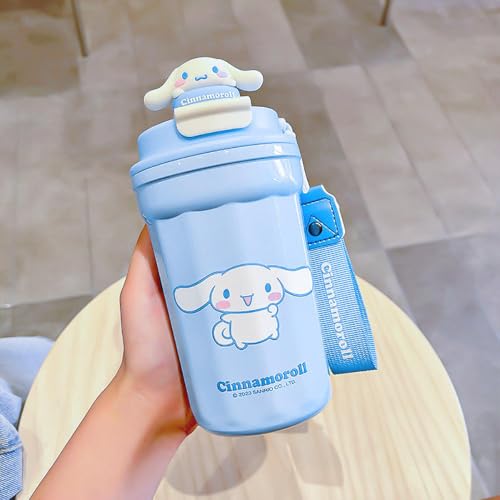 Image of BEHAHAI 480ML Stainless Steel Cartoon Thermal Insulation Cup, Vacuum Insulated Tumbler, Leak Proof, Hot and Cold, for Girls and Boys, Birthday Gift (White)