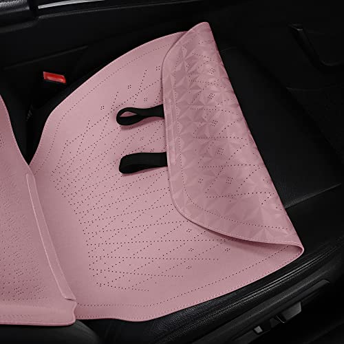 Tapha Luxury Suede Leather Universal Car Seat Cover With Headrest, Ultra-Thin And Breathable, Highlight Car Interior With Suede Leather, 2 Pcs For Front Seats (Pink) #TOP1