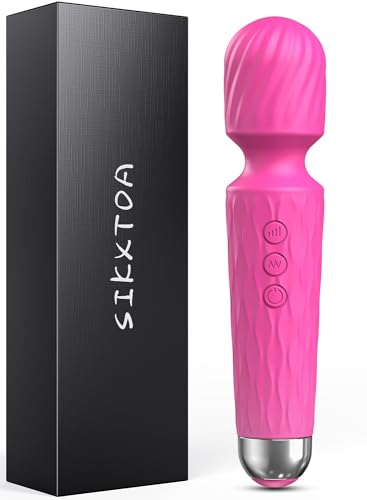 Vibrator Wand, Female Adult Sex Toys, Vibrators for Her, Wand Massager, Clit Stimulator Sex Toy, Dildo, with 8 Speeds of Pleasure & 20 Patterns, Powerful, Waterproof (Rose)