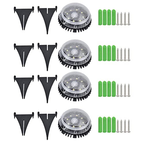 Qalvona Solar Ground Lights, Waterproof Color Gradient Disk Pack of 4 - Bright 8LED Garden Illumination, High Capacity Ni - MH Battery, Outdoor Pathway Lighting