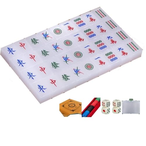 Juego de Mahjong Chino con fichas acrílicas y estuche de aluminio miniatura 1