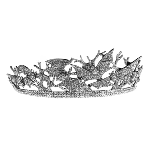 Tiara de boda retro con corona de murciélago y rhinestones para fiesta de Halloween
