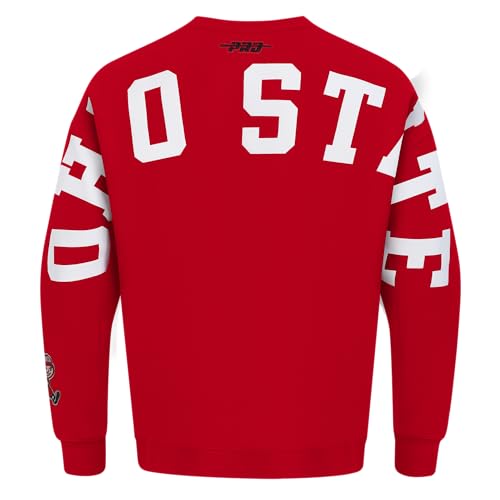 Pro Standard Mens College Ohio State University Wingspan Crewneck Sweatshirt Red L