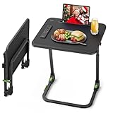 SAIJI Foldable TV Tray | Easy Folding Small Table, Height & Tilt Adjustable TV Trays for Eating, Working, Crafting - Sturdy TV Dinner Tables on Couch & Bed