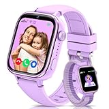 4G Reloj Inteligente Niños con GPS y Videollamada, Smartwatch Niños con Llamadas, Chat de Voz, SOS, Modo Escuela, IP68 Impermeable, Podómetro, Despertador, Cámara, Regalo Niñas y Niños de 4-15 Púrpura