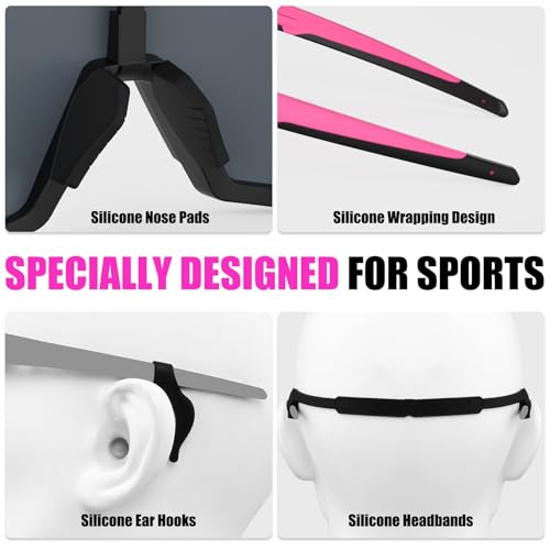 Image of X-TIGER Polarized Sports Sunglasses with 5 Interchangeable Lenses,Mens Womens Cycling Bike Glasses,Baseball Running Fishing