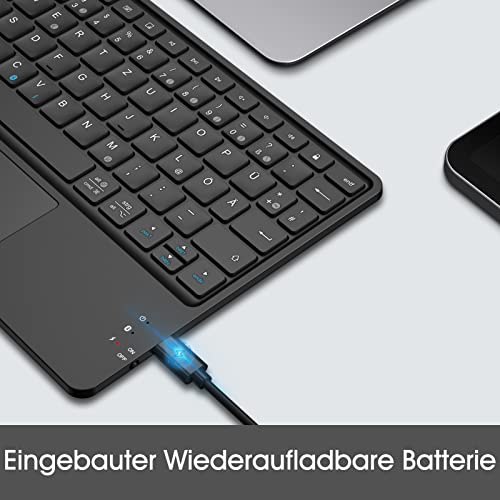 FINTIE Kabellose Bluetooth Tastatur mit Touchpad, Schwarz – Ansicht 6