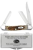 Case XX WR Pocket Knife Medium Stockman With Genuine Bone Handle, Stainless Steel Blades, Length Closed: 3 5/8 Inches (Amber Bone W/Sharpening Stone)