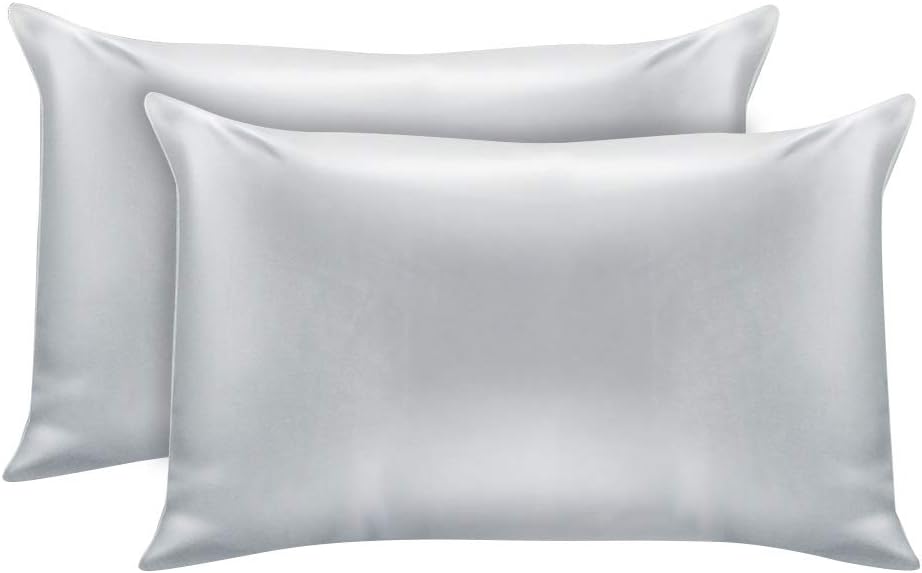 Impreshunz 2 pcs Satin Bedroom Faux Silk PillowCases for Hair and Skin Pair of 2 Standard Size (50 x 75 cm) - Satin Silk Pillow Covers with Envelope Closure (White)