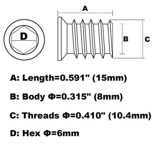 1/4-20 Threaded Insert For Wood Hex Drive Threaded Wood Inserts 1/4 Wood Nuts 40 Pieces #TOP1