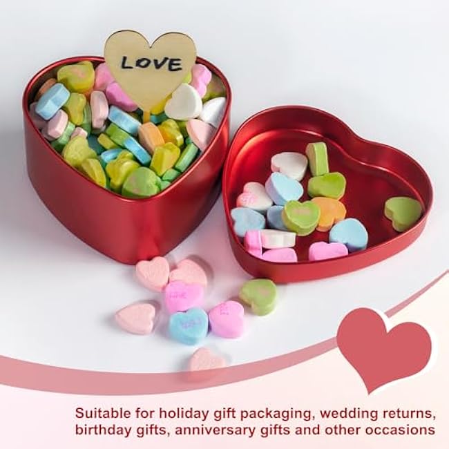 uxcell 4Pcs Heart Shaped Metal Tins Box, Empty Candy Jars with Lids, Favors Storage Containers for Valentine's Day Candles Wedding Parties Cookies Gifts, Light Purple (12.5x11.5x4.5cm)