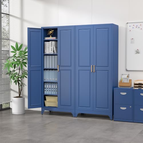 Image of SteeLoong 75 inchMetal Pantry Storage Cabinet with Doors & 5 Adjustable Shelves