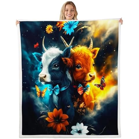Cattle Boho Style Fleece Throw Blanket Cover