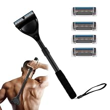 EASACE Updated Back Shavers for Men,Back Hair Shaver for Men with Safety Blade,Back & Body Hair Trimmer,Long Handle 21 Inch Adjustable, Curved DIY Shaver
