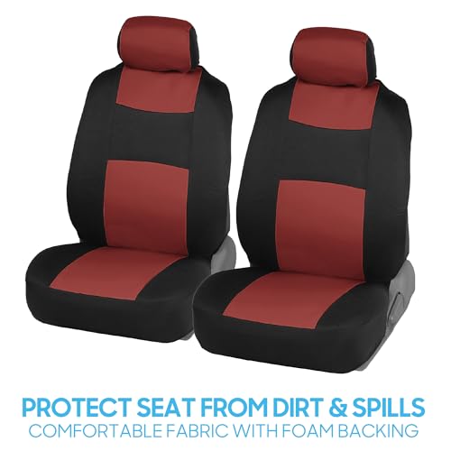Image of BDK PolyPro Car Seat Covers Full Set in Terracotta on Black, Front and Rear Split Bench Seat Covers for Cars, Easy to Install Car Seats Cover Set and Accessories for Auto Trucks Van SUV - Terracotta