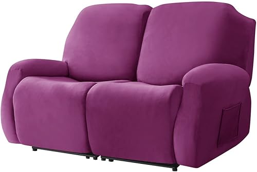 Vista 38 de Fundas de terciopelo elástico para sillas reclinables, fundas para sofá biplaza de 2 cojines, 6 piezas, fundas protectoras para muebles con bolsillo