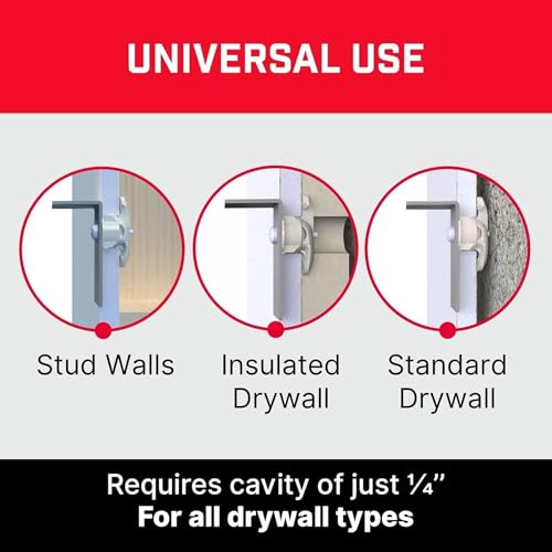 Image of Bullfix Universal Drywall Fixings - Holds up to 255lbs, Heavy Duty Wall Anchors for Drywall for Stud & Hollow Cavity with 13 /16 inch Drill Bit, Heavy Duty Dry Wall Anchors - Starter 12 Pack