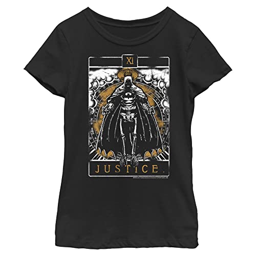 DC Comics Warner Bros. Girls Batman Justice Short Sleeve Tee T Shirt, Black, Medium US