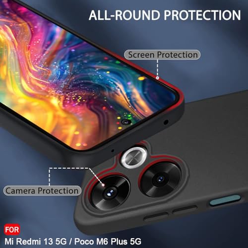 Image of TheGiftKart Sleek Back Cover Case for Mi Redmi 13 5G / Poco M6 Plus | Slim Fit Protective Design | Ultra Matte Finish | Camera Protection Bump | Soft Silicon Back Cover Case (Silicone, Black)