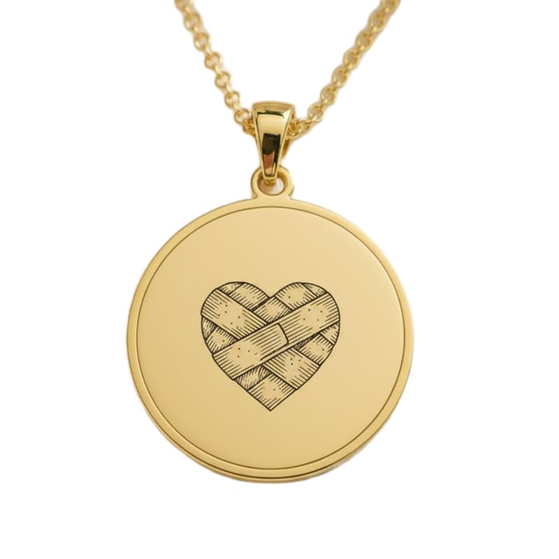 Collier pendentif cœur momifié en argent 925 doré fait main