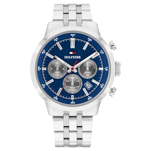 Image of Tommy Hilfiger Kent with Blue Dial Silver Stainless Steel Strap Watch for Men - TH1710753