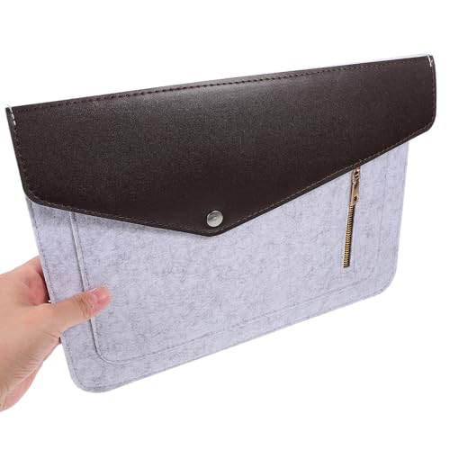 Funda para laptop de fieltro gris de 11 pulgadas con bolsillo con cremallera miniatura 3