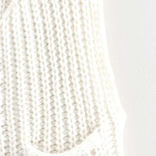 Image of Hixiaohe Womens Crochet Chunky Knit Top Sleeveless Button Down Crop Tops Trendy Cardigan Sweater Vest for Women with Pockets