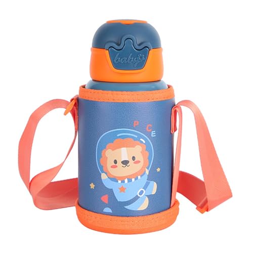 Rosechen HGAJ BLUE Cute Insulated Water Bottle With Straw Strap Kids, 17 Oz Metal Cups For Hot And Cold Drinks, Bpa Free Stainless Steel Thermoses Leak-Proof Flask For Boys And Girls School Indoor Outdoor Sports cover