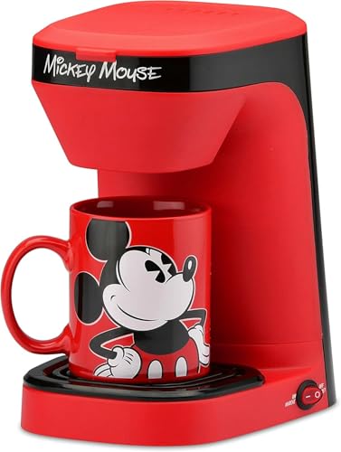 La Mejor Selección de Cafetera Individual Top 5. 49 Disney - Mickey Mouse, Cafetera de una sola porción Mickey Mouse, rojo/negro, 1